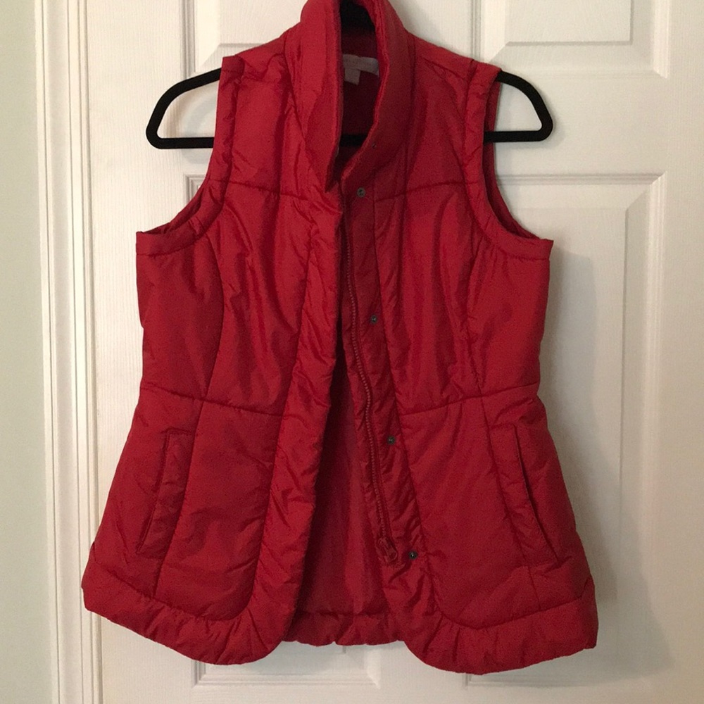 Red puffer vest